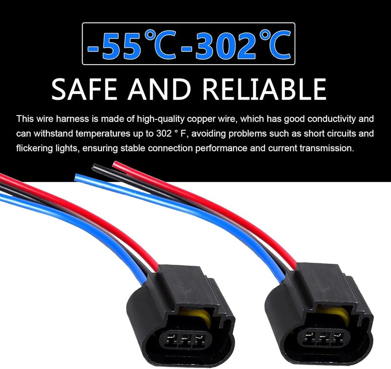 Downhill 2 PCS H13/9008 Female Socket Harness Connectors, Signal Light Plug Harness, for H13/9008 Light Bulb Connector Replacement (Black) - Image 3
